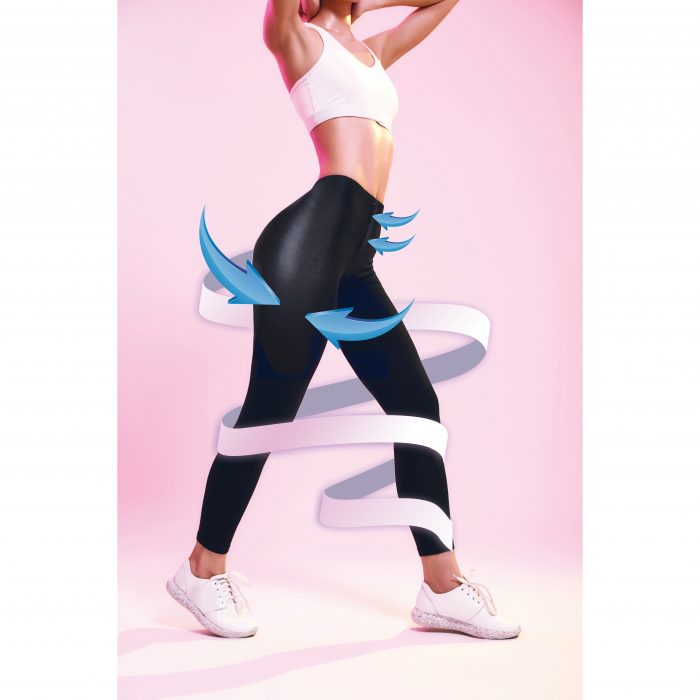 Perfect Shape. Cropped Photo Of Sporty Slim Woman In Sportswear Standing Against Pink Background In Studio