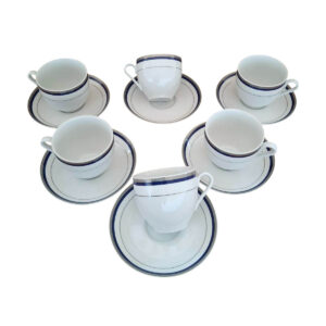TEA SET 6 PCS. PORCELAIN WINTERBERG BOHEMIAN CODE.COBALT BLUE