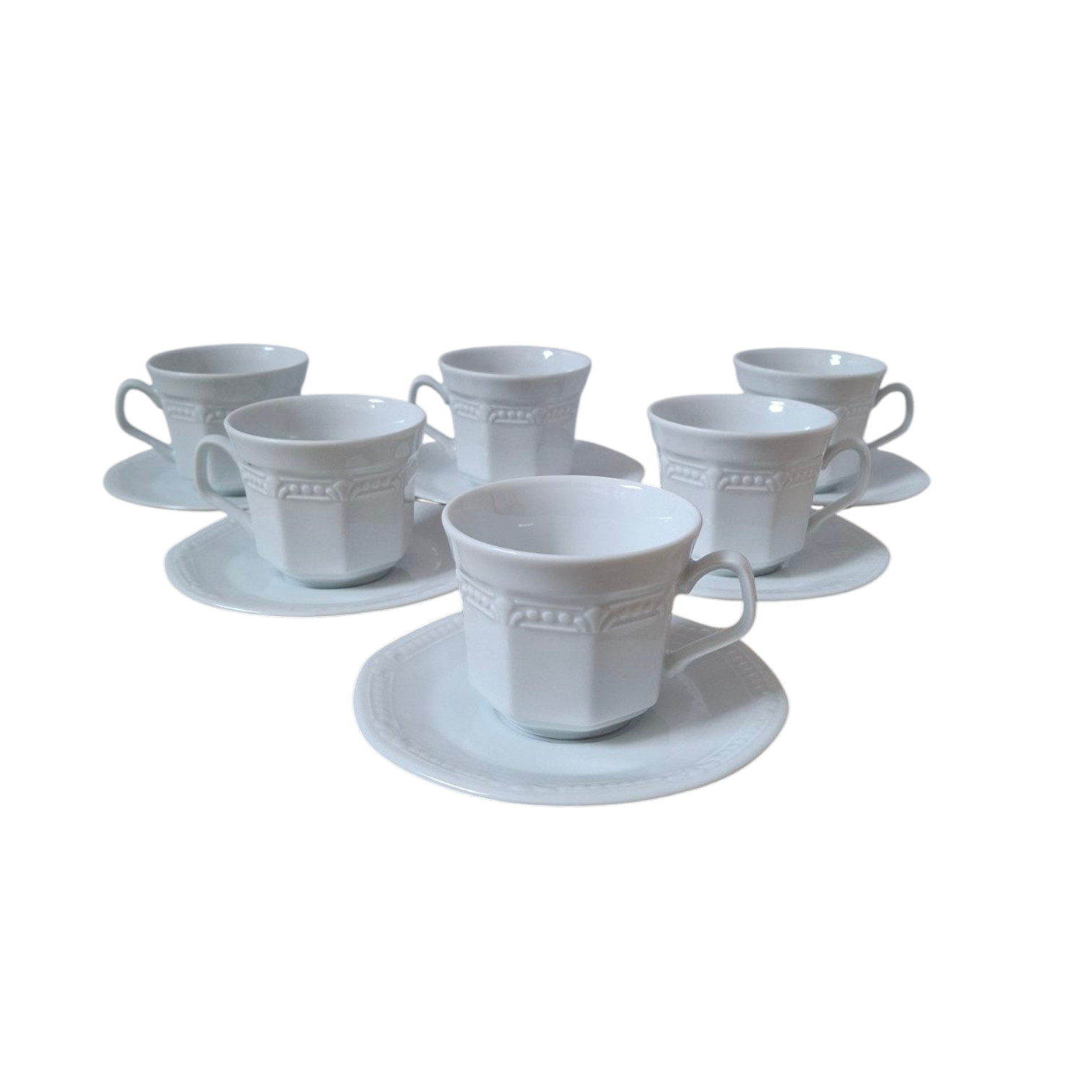 6-Piece Coffee Set, Bavarian Porcelain (Germany), Code: Monaco White 6-Piece Coffee Set, Bavarian Porcelain (Germany), Code: Monaco White