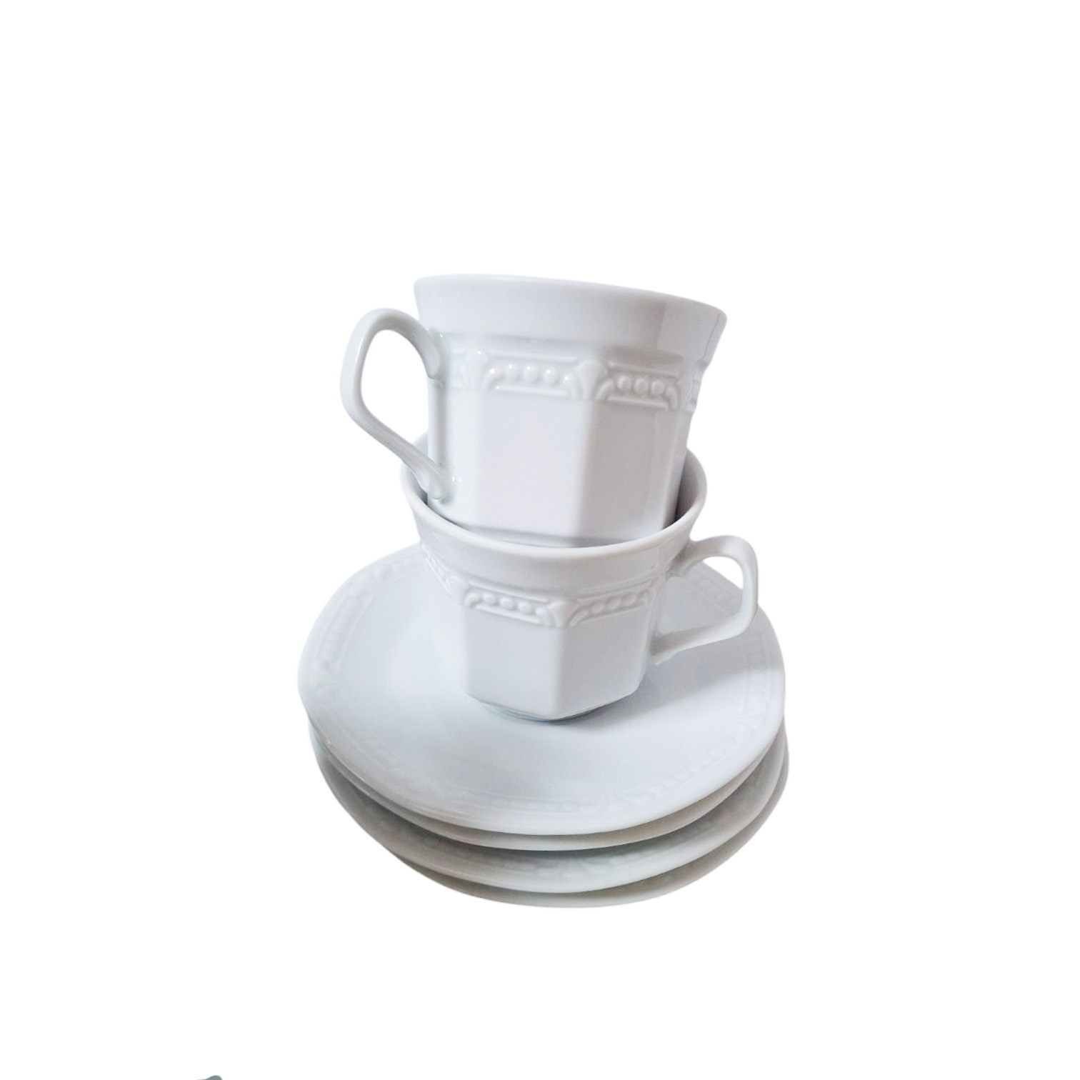 6-Piece Coffee Set, Bavarian Porcelain (Germany), Code: Monaco White 6-Piece Coffee Set, Bavarian Porcelain (Germany), Code: Monaco White