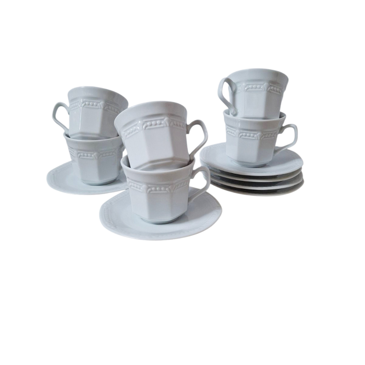 6-Piece Coffee Set, Bavarian Porcelain (Germany), Code: Monaco White 6-Piece Coffee Set, Bavarian Porcelain (Germany), Code: Monaco White