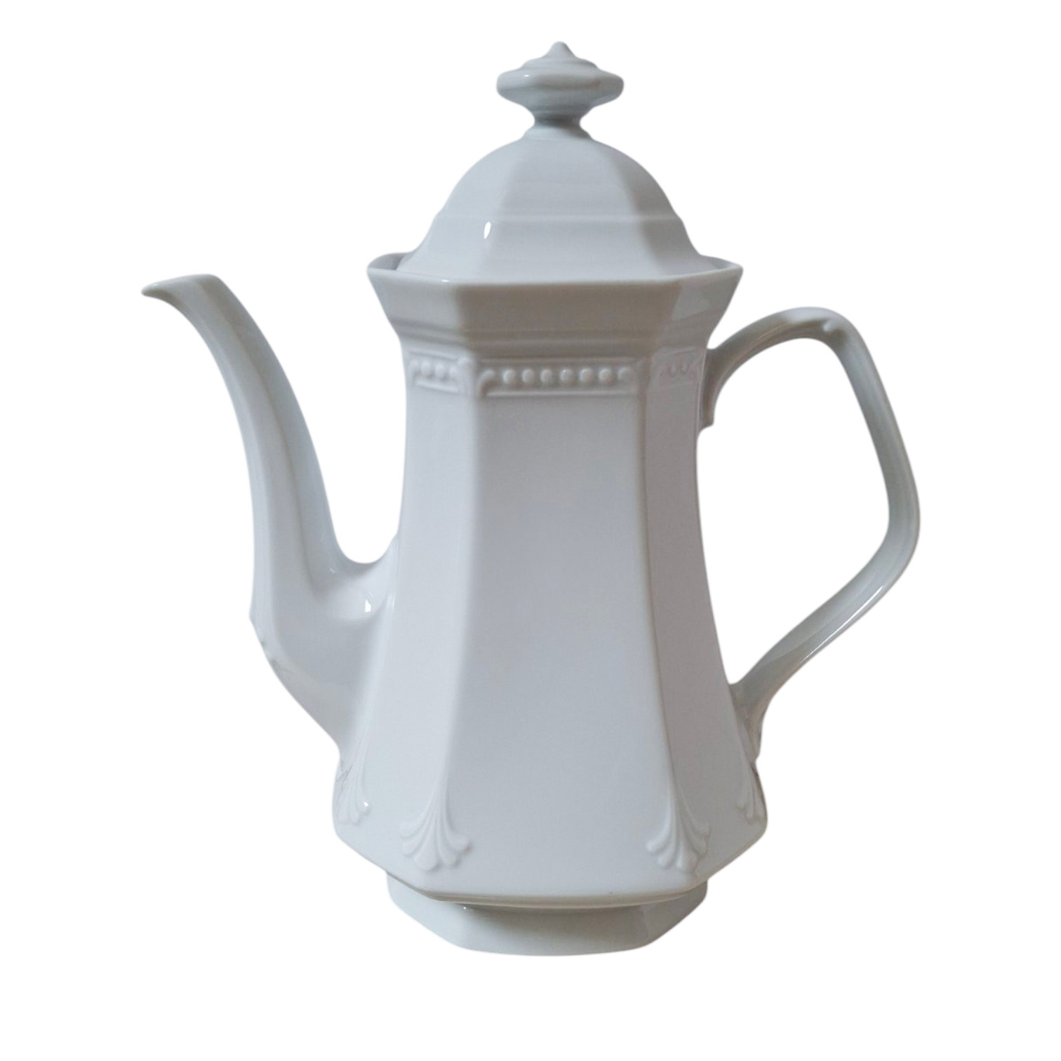 3-Piece Tea Serving Set, Bavarian Porcelain (Germany), Model: Monaco, White 3-Piece Tea Serving Set, Bavarian Porcelain (Germany), Model: Monaco, White